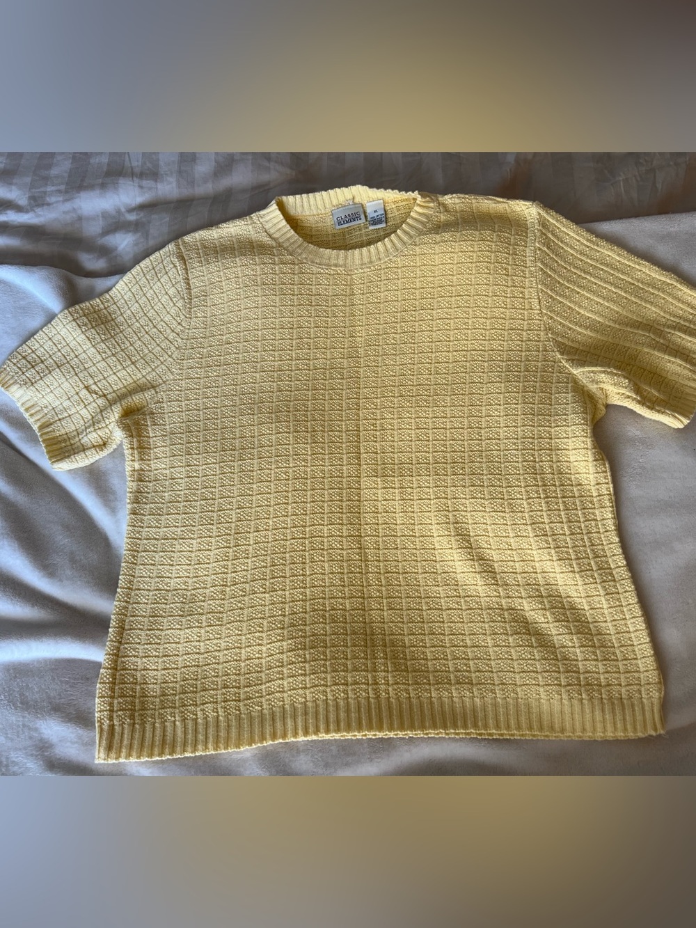 Classic Elements 100% Cotton Women's Butter Yellow Crewneck Sweater size XL